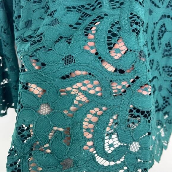 Nanette Lepore Night Garden Green Lace Top Medium - Picture 8 of 10